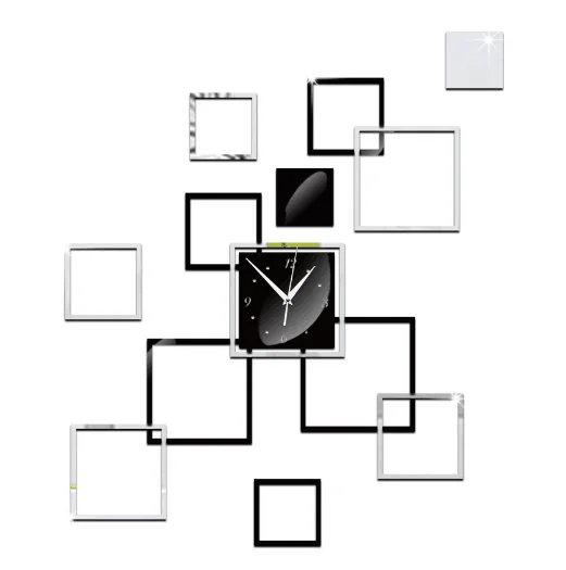 

30PCS Wall stickers hot large square acrylic mirror 3d clocks Modern home decor sticker sofa tv background