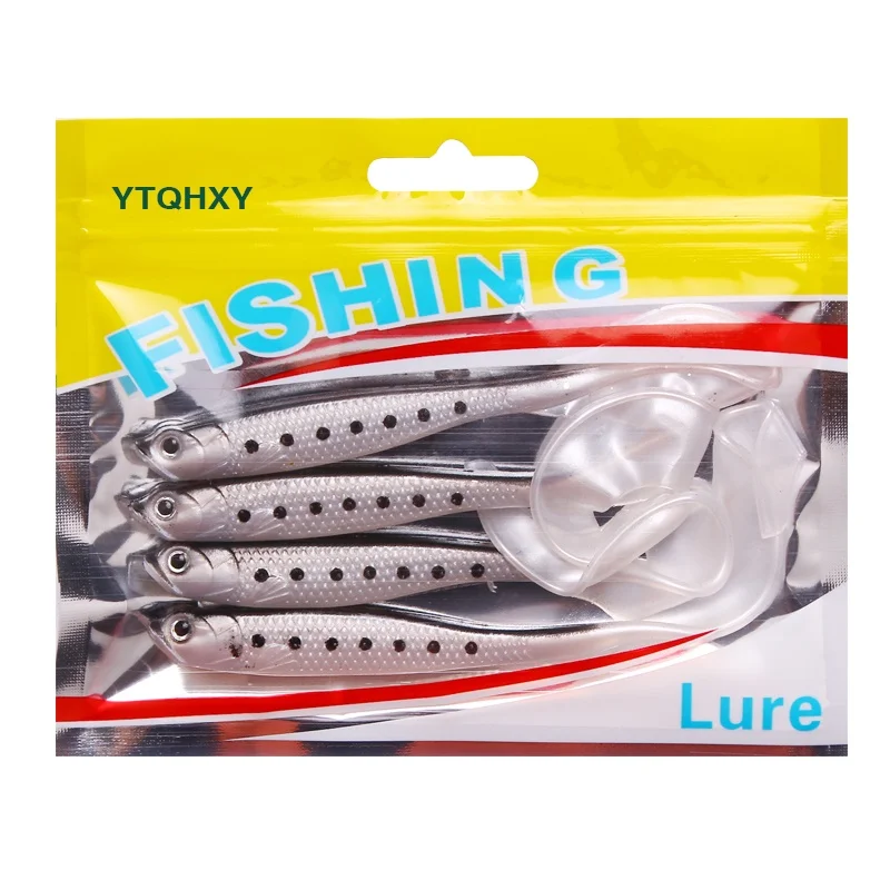 YTQHXY 4pcs/lot 115mm 6.3g Soft Bait Belly Chest Open Fork Tail Simulation Minnow Fishing Lure Swimbait Shaped YE-163 | Спорт и