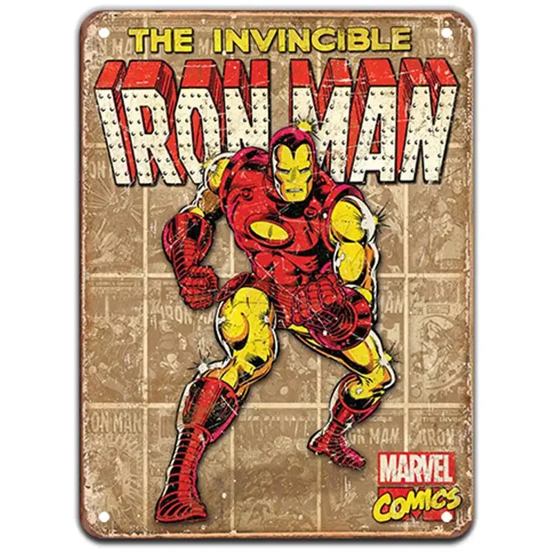 Металлическая винтажная Жестяная Табличка в виде супергероя булавка потертый