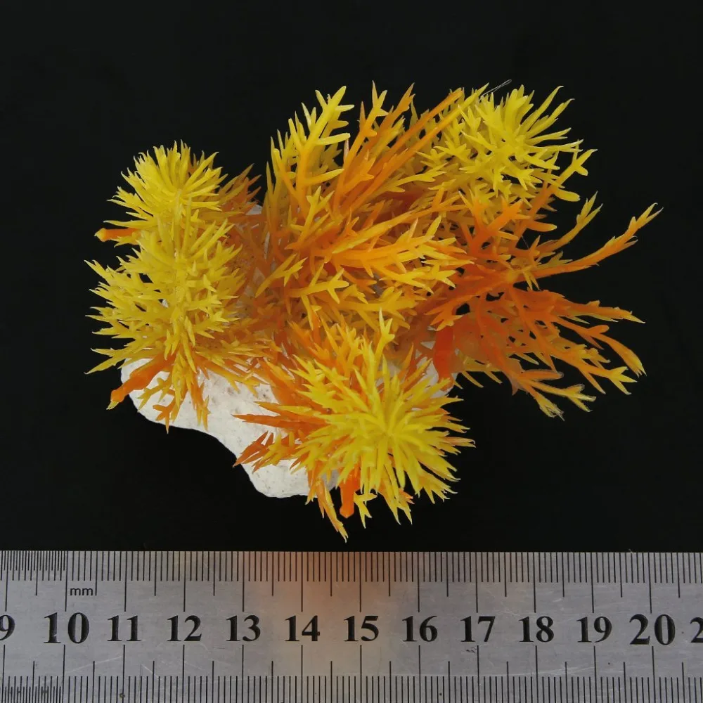 3.94 &quotпластик вода травянистые растения аквариум украшения для fish tank-желтый и orange