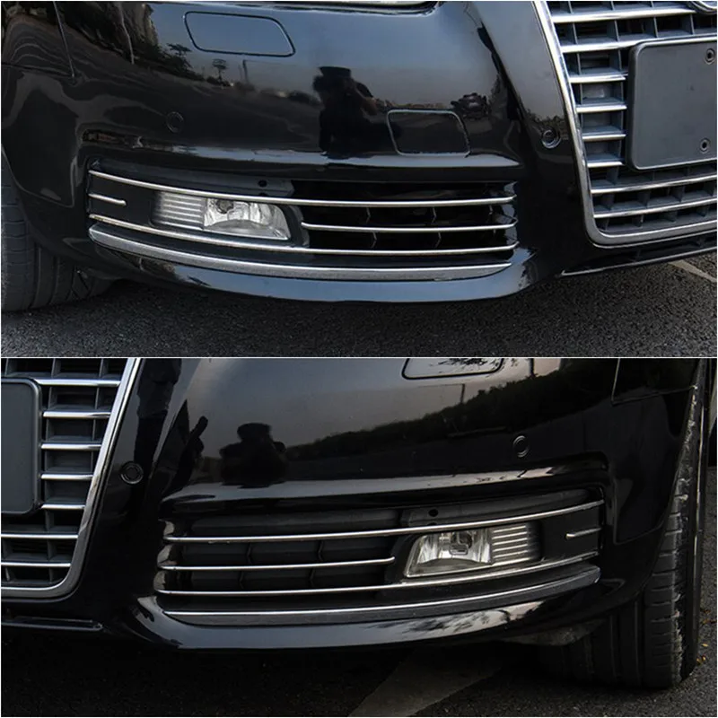 Автомобильный Стайлинг, передние противотуманные фары, накладка, решетка для гриля, декоративные полоски для Audi A6 C6, решетка, рейки, противотуманные фары, крышка, наклейки