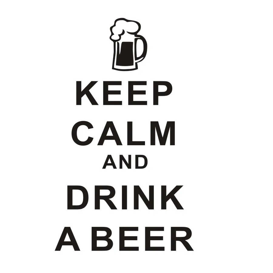 Funny Wall Stickers Keep Calm And Drink A Beer Kitchen Character Art Sticker Home Decor Restaurant Black Waterproof Mural | Дом и сад
