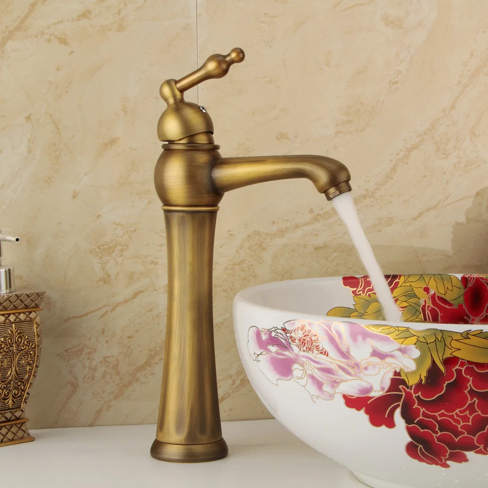 Винтажный антикварный латунный Смеситель для ванной комнаты с одним держателем