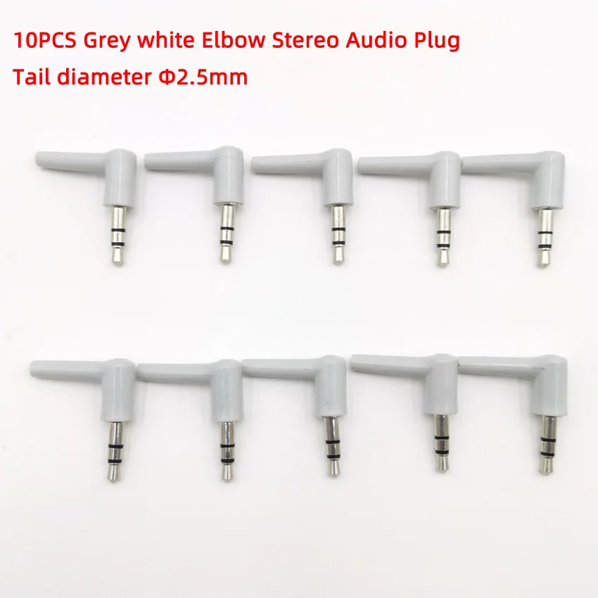 2.5Elbow white 3pole 10 шт./лот, 3,5 мм, стерео гарнитура, штекер, розетка, 3, 4 полюса, 90 градусов, локоть, 3,5, AUX, аудио разъем, адаптер, разъем, хвост, 2,5, 3 мм - Цвет: 2.5Elbow white 3pole
