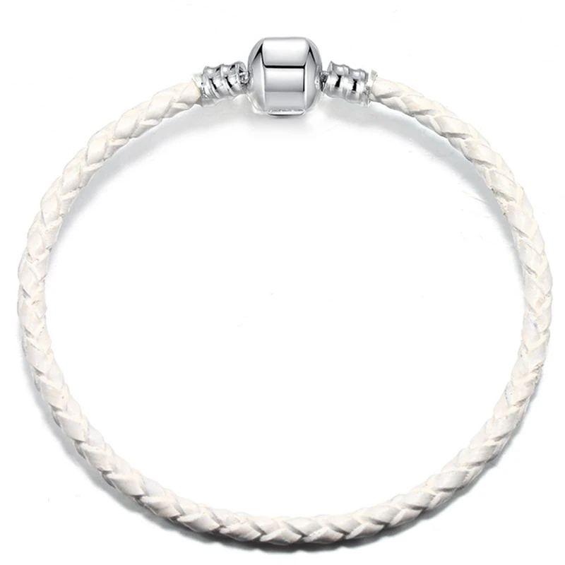 White-1 BAOPON, Прямая поставка, высокое качество, 9 цветов, кожаная цепочка, браслеты с подвесками, сделай сам, прекрасный браслет для женщин, девушек, ювелирное изделие, подарок - Окраска металла: White-1