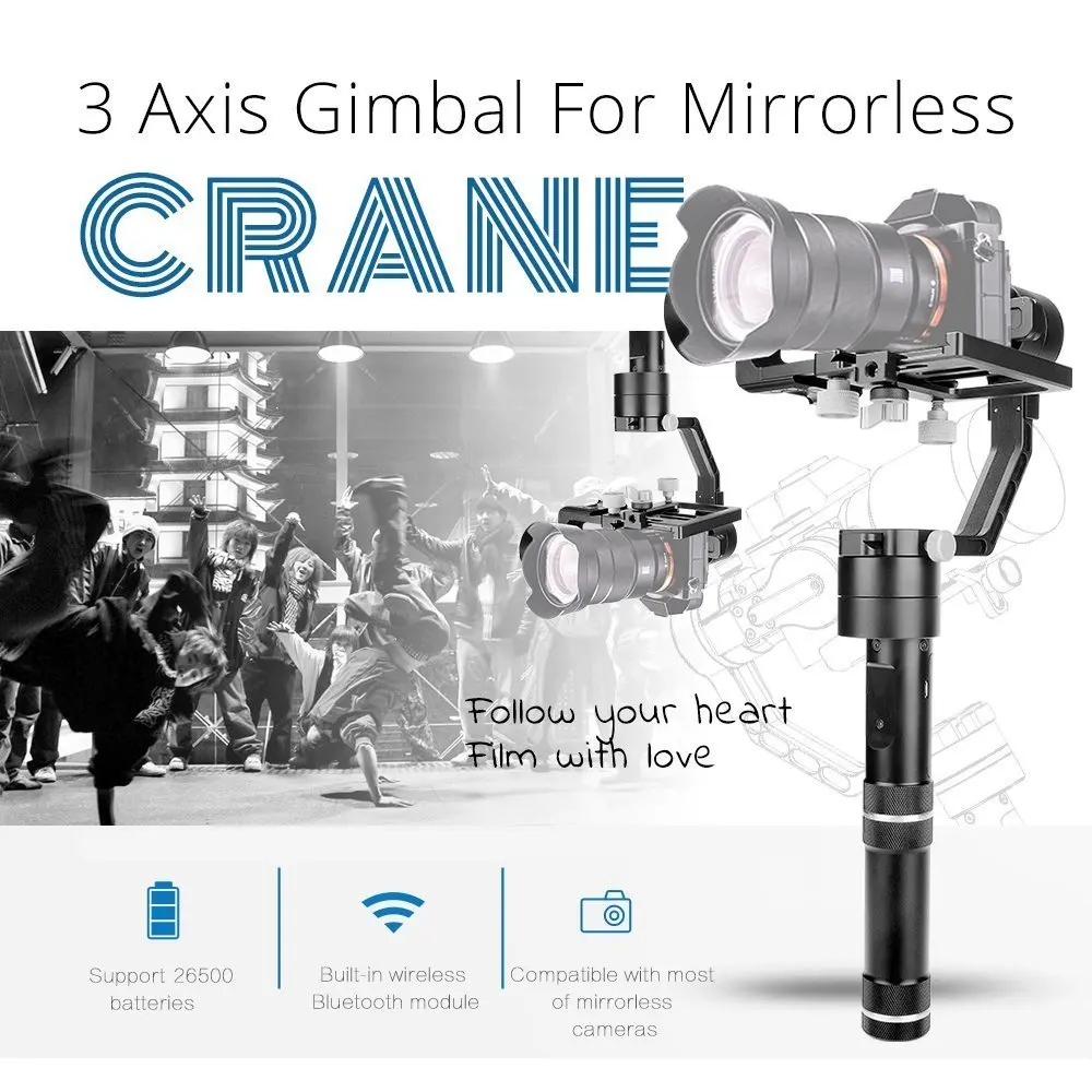 ZHIYUN 3 Axis Stabilizer for Camera Crane V2 Gimbal 360 Degree Panoramic Shots dslr accessories handheld selfie stick | Электроника