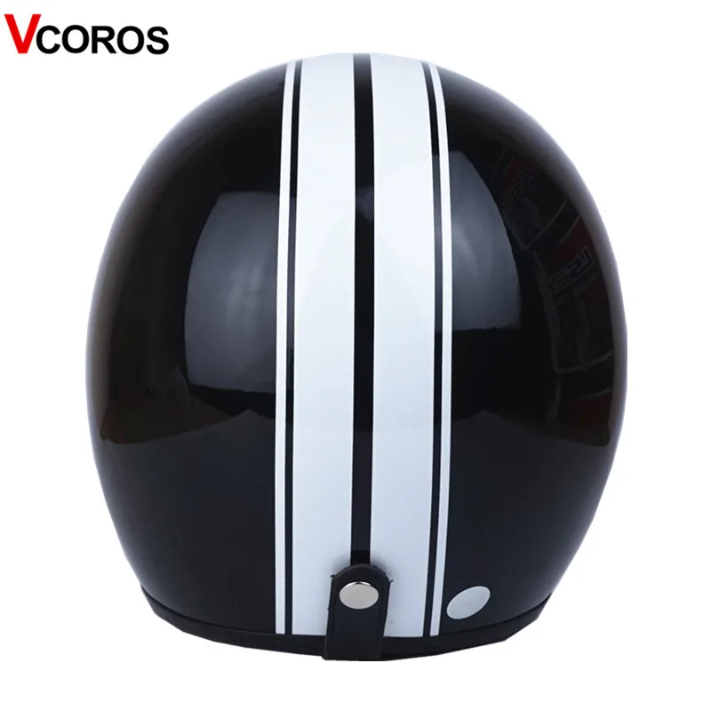 Винтажный мотоциклетный шлем VCOROS 3/4 с открытым лицом и съемным козырьком мужские - Фото №1