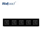 Настенная розетка с 5 режимами ЕС, настенная панель из черного стекла 430*86 мм, 16 А, 5 каналов, европейская розетка питания