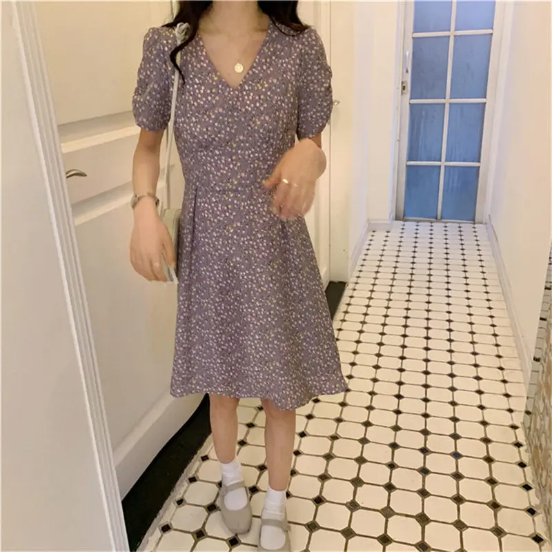 Женское винтажное короткое платье Alien Kitty Элегантное летнее с высокой талией