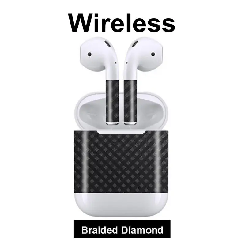 A-Braided diamond 3D камуфляж крокодил углеродное волокно Броня деревянная дизайнерская наклейка для кожи для Apple Airpods Наклейка защитная наклейка пленка для наушников - Цвет: A-Braided diamond