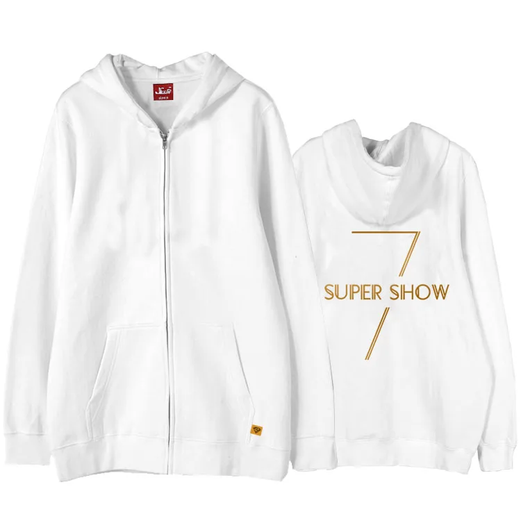 

Super junior concert world tour super show 7 same printing zipper hoodie jackets kpop unisex fleece/thin zipper sweatshirt