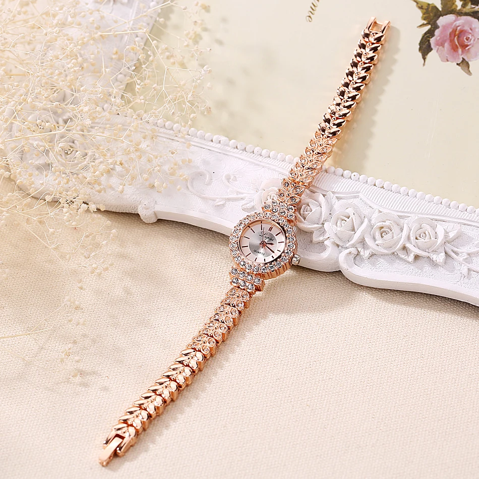 Relogio feminino бренд Часы Для женщин Кристалл Круглый наручные часы Classic Gold женские