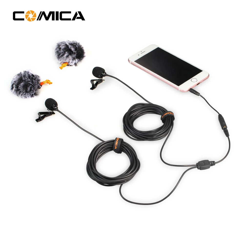 COMICA Lavalier микрофон 6 м всенаправленный клип на лацкане видео для iPhone Canon Nikon DSLR GoPro
