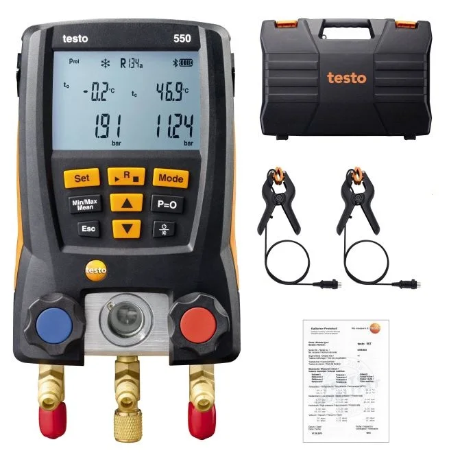 Testo 550 хладагент цифровой коллектор тестер с 2 зажимами зонды для 0563 1550
