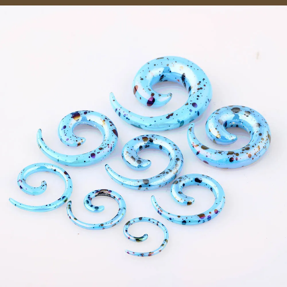 l bluespiral taper 2 шт 1,6-12 мм акриловые спиральные конусы для ушей телесный туннельный манометр растягивающийся набор пробки серьги туннельные расширители для пирсинга ювелирные изделия для тела - Окраска металла: l bluespiral taper