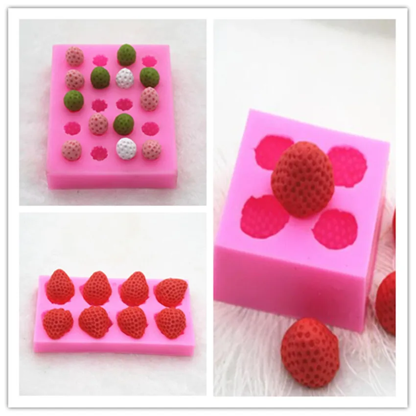Послушание маленькая клубника Силиконовая Форма Шоколад Fimo глина конфеты формы