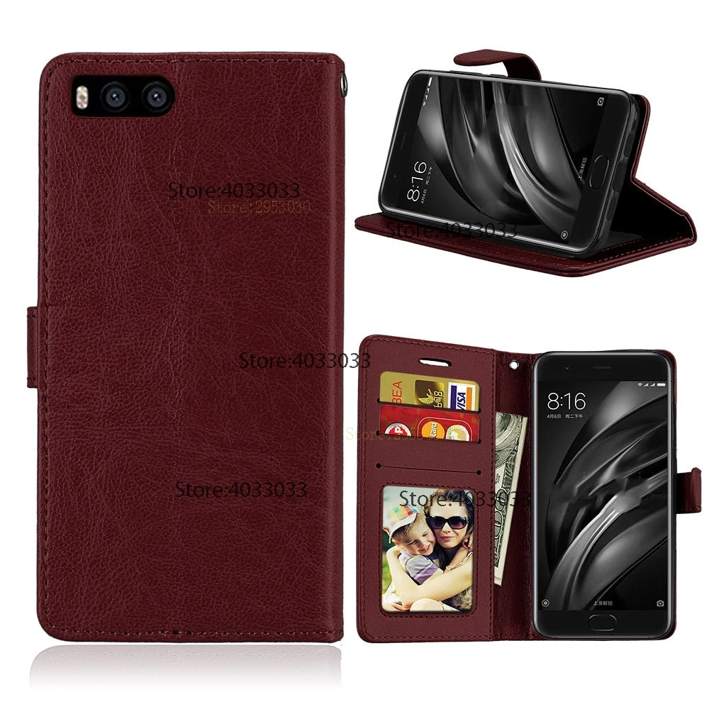 Flip Case for Xiaomi Mi 6 Mi6 6Mi Phone Leather Cover M6 M 6M Wallet Silicone Cases With Card Pocket Bag | Мобильные телефоны и