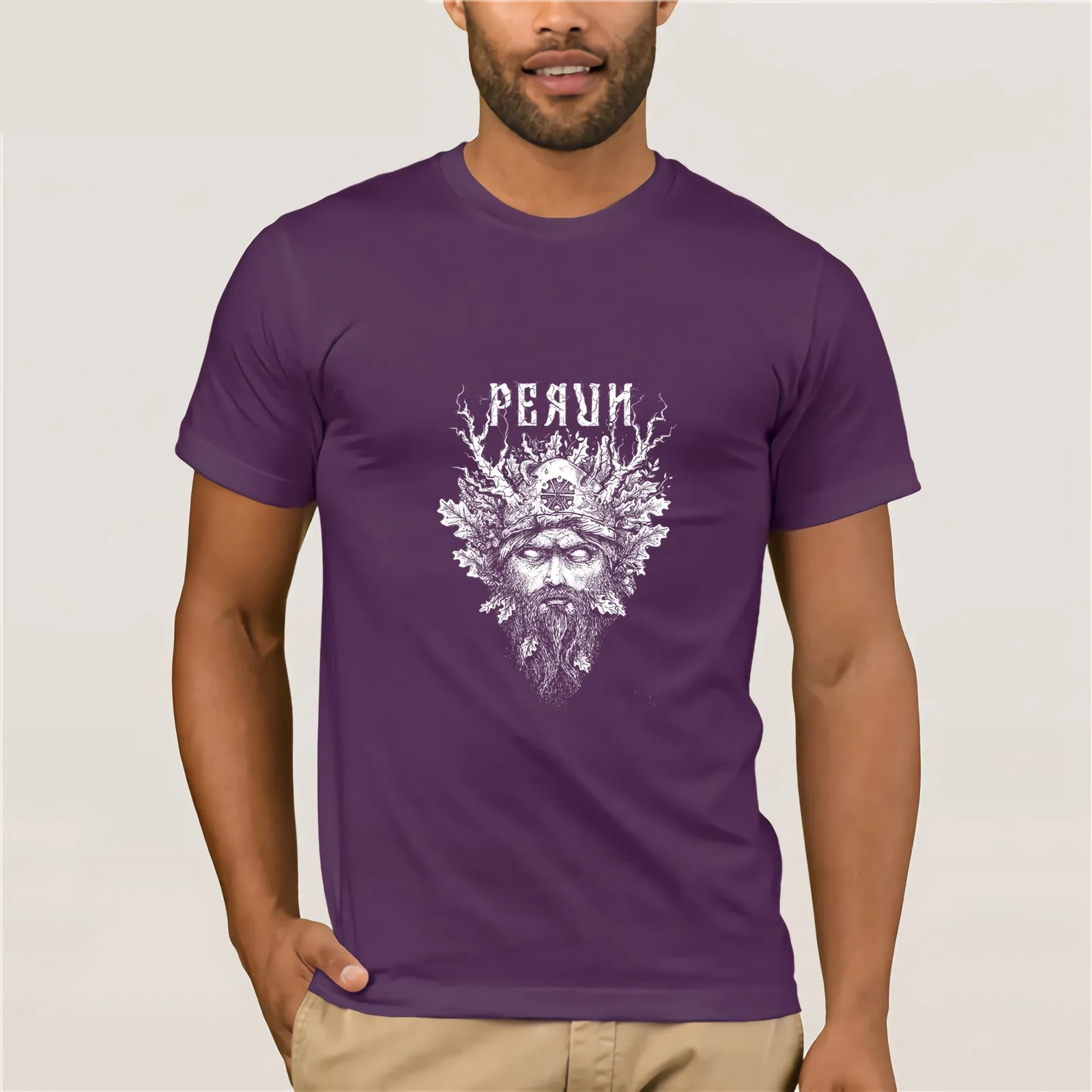 Perun-tee design for Tirval clothes хлопковая Футболка Молодежная трендовая Мужская футболка с