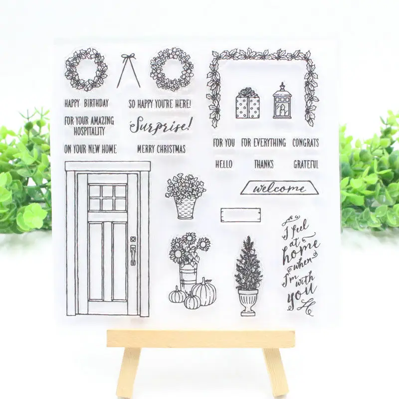 10-Happy Door Счастливое растение прозрачные силиконовые штампы DIY тиснение для скрапбукинга карты искусство девушка леди дверь - Цвет: 10-Happy Door