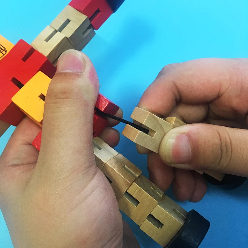 Красочный Деревянный робот головоломка граффити волшебные кубики складные