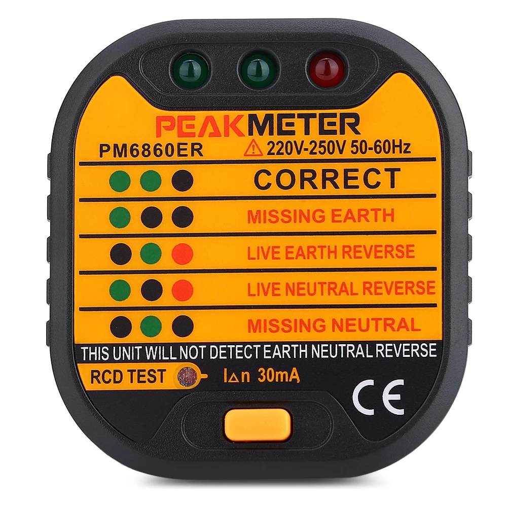 Peakmeter pm6860er автоматический электрический 220 В-250 В Великобритании розетка Тесты er