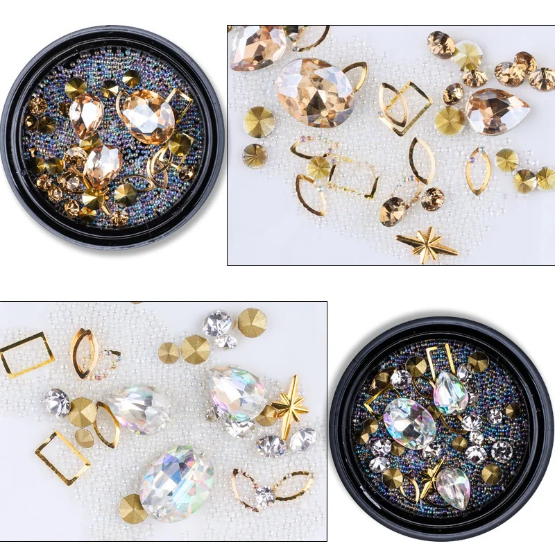 1 коробка Жемчужины для украшения ногтей капли воды смешать Красочные Стразы без