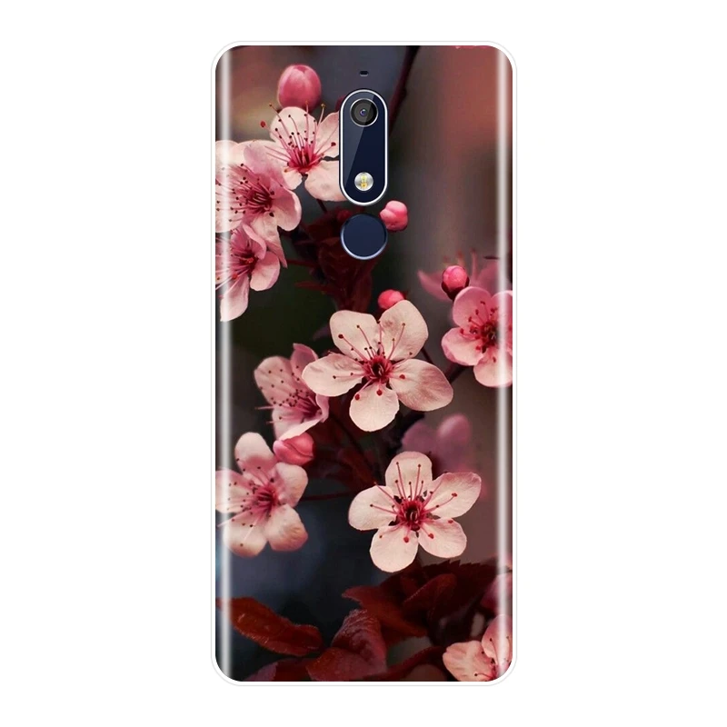 Задняя крышка для Nokia 7 1 6 5 3 2 Plus розовый цветок вишневый цвет силиконовый мягкий