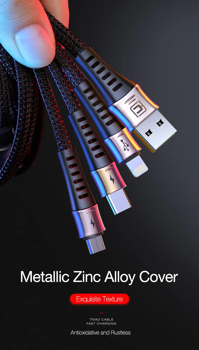 CAFELE 3 в 1 USB кабель для зарядки Micro type C usb кабель для зарядки для iPhone huawei xiaomi samsung кабель для синхронизации данных USB
