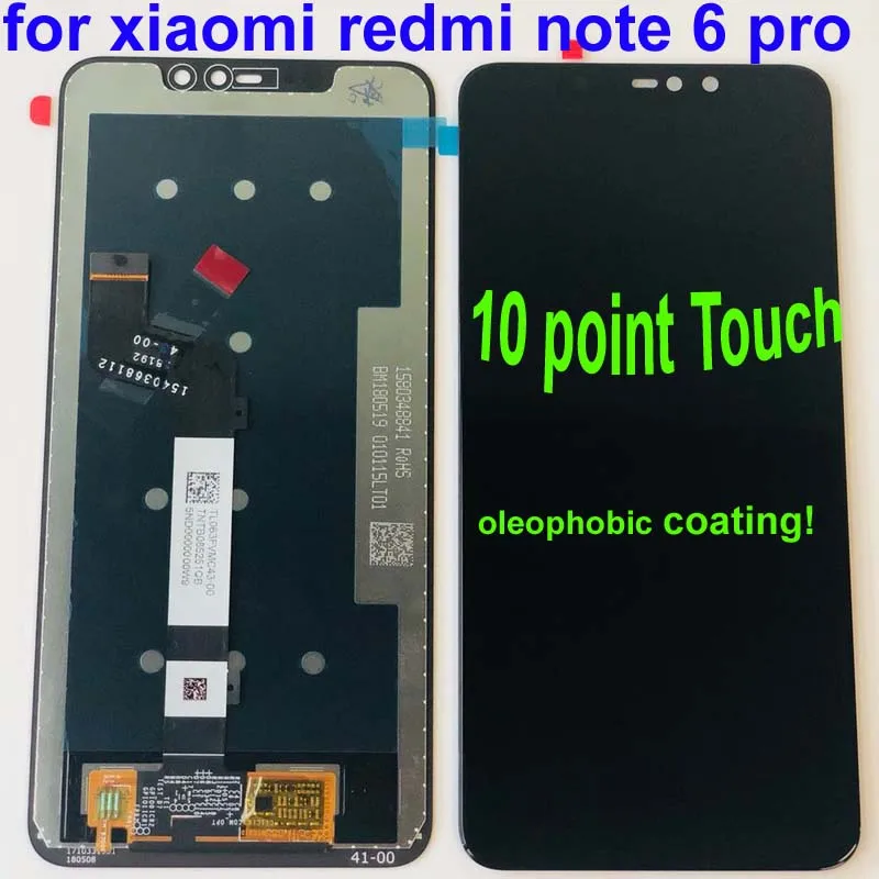 6,26, для Xiaomi Redmi Note 6 Pro, глобальный ЖК-дисплей, сенсорный экран в сборе, дигитайзер, запчасти для сенсорного экрана+ 10 точек+ рамка