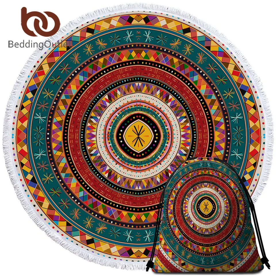 Постельное белье выход Aztec пляжное полотенце круглая африканская микрофибра для