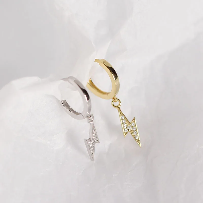 Серьги из стерлингового серебра 925 пробы, модные серьги с цирконом и молнией, геометрические серьги в форме z, серьги-капли, дикие милые тренды для женщин