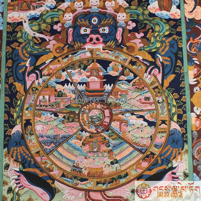 Тибетский ручной росписью танка Будды в шести цикле схема Самсары украшение