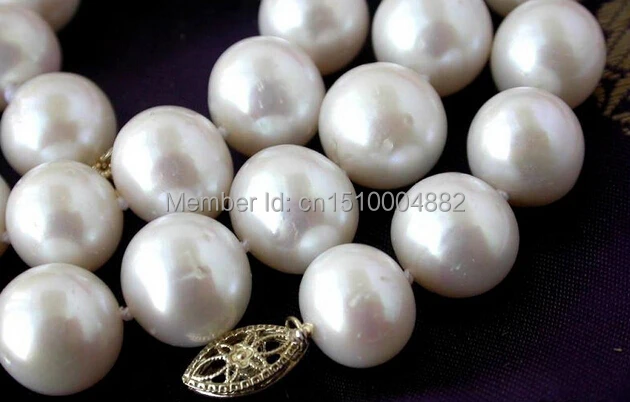 

shitou 00225 11-12mm white round freshwater pearl necklace 14k