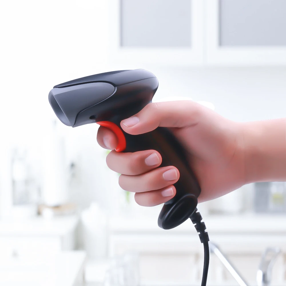 KEBETEME Barcode Scanner Portable Laser High Sensitive Handheld USB Wired Bar Code Scan for POS System | Компьютеры и офис