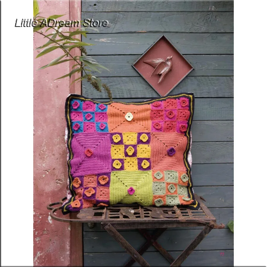 Hook-knitted Rural Wind Cover and Cushion for Beginner Crochet Knitting Course / Chinese Handmade manual Diy Craft Book |