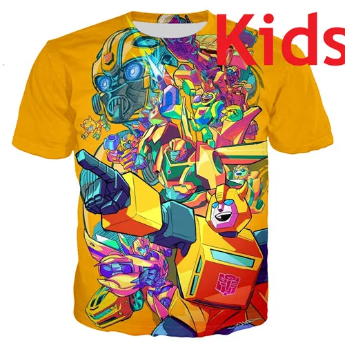 kids t shirt PLstar Cosmos/одинаковые комплекты для семьи; футболки для мальчиков с 3D принтом в виде робота; Детские футболки с изображением автоботов; детский летний короткий топ - Цвет: kids t shirt