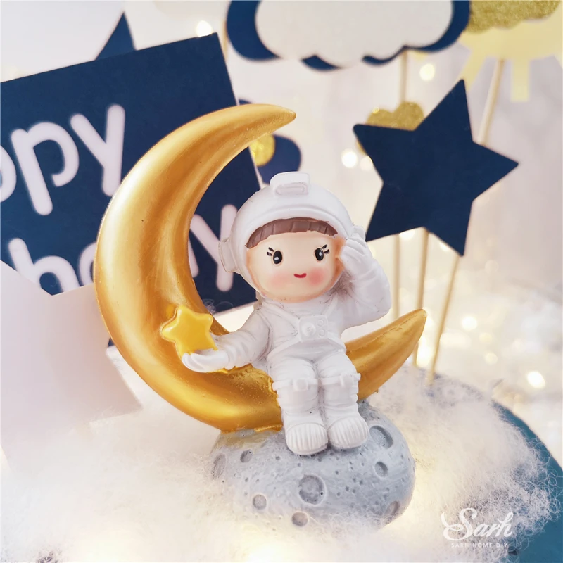 Рокет облако торт Топпер Луна астронавт украшение Oh Baby с днем рождения