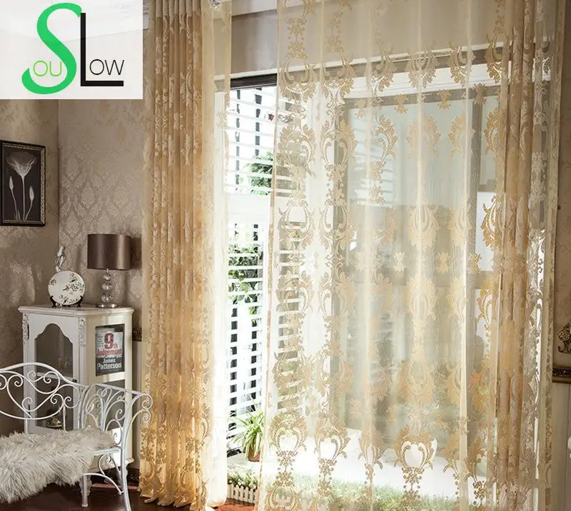 Желтые занавески медленная душа плиссированные европейские Цветочные тюль