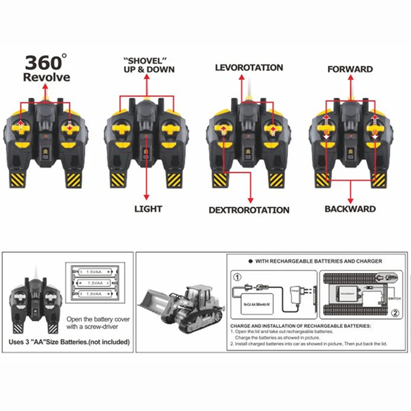 RC грузовик 6CH бульдозер гусеница трек дистанционное управление моделирование