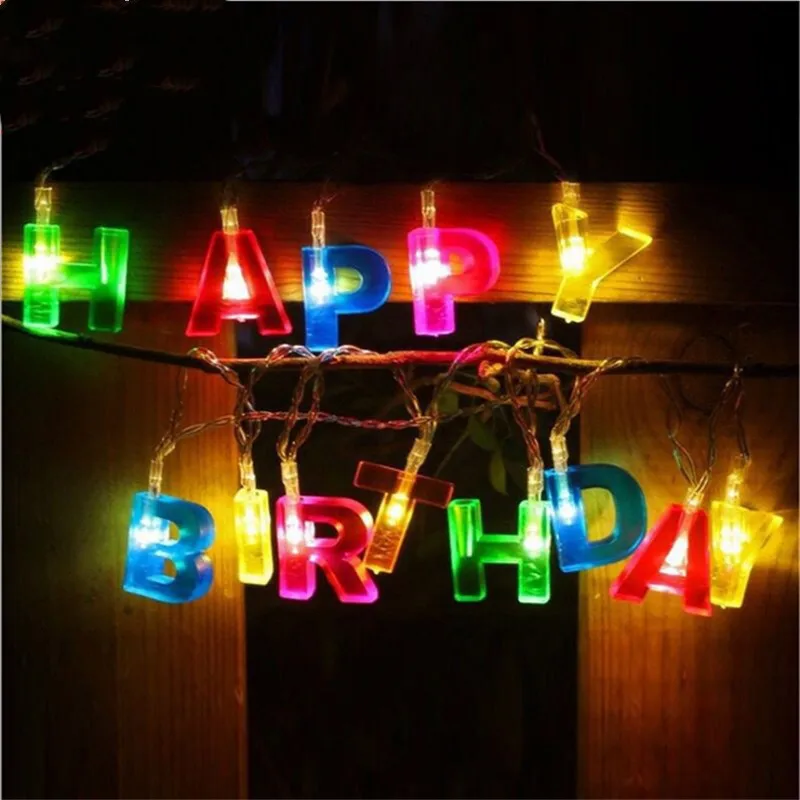 Светодиодная гирлянда с алфавитом ночник надписью Happy Birthday украшение сделай сам