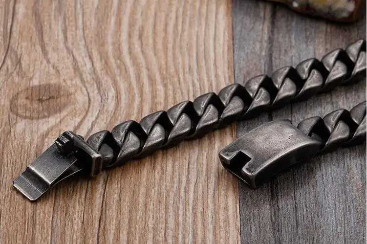 13/17/20/25mm Wide Heavy Curb Cuban Bracelets Black 316L Stainless Steel Vintage Bike Biker Bracelet Mens Boys Chain Jewelry | Украшения и