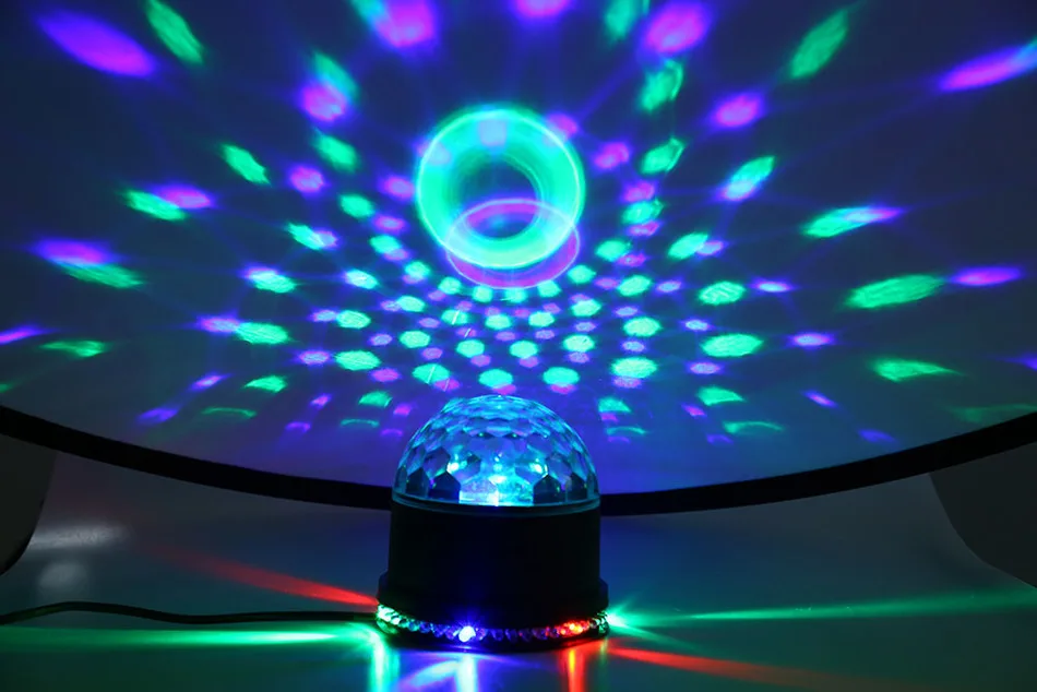 Мини светодиодный Цвет изменения RGB свет диско звук Активизированный Лампа 15 Вт 2