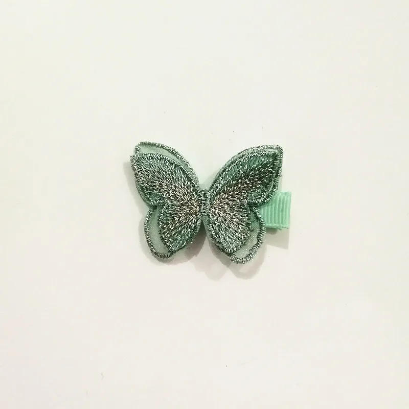 Green color 20 штук Вышивка Модный заколки для волос для девочек Животные двойное с бабочкой шпилька Симпатичные шпильки для волос 3,5 см заколки милые заколки - Цвет: Green color
