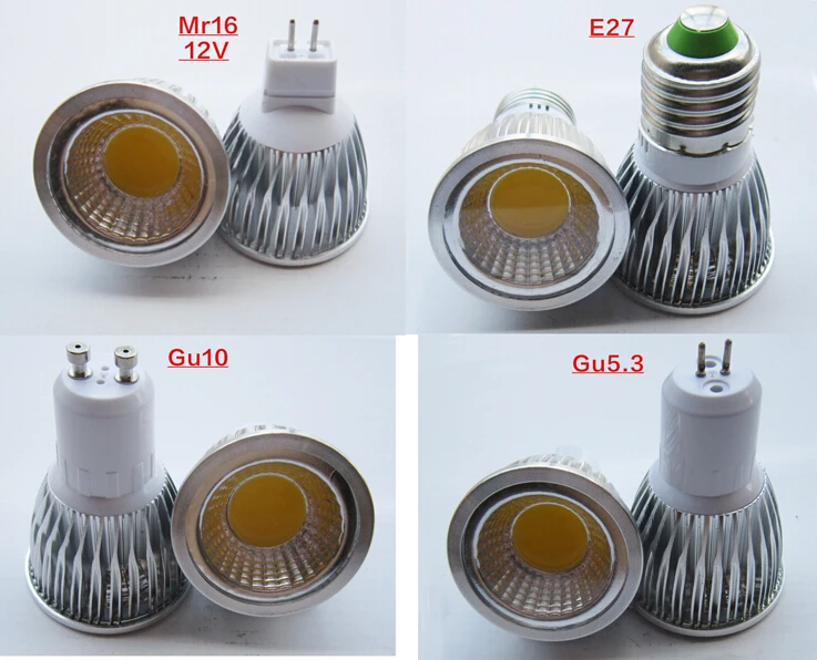 1pcsc супер яркий GU10 лампочки dimmable 85 265 В 9 Вт 12 15 COB лампа Светодиодная MR16 E14 E27 B22 GU5.3