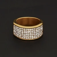 blingbling ring band stainless steel 5 rows zirconia wedding men hip hop rock style ring size 78910