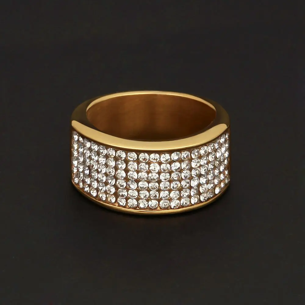 Blingbling кольцо из нержавеющей стали 5 рядов циркония обручальное мужское в стиле