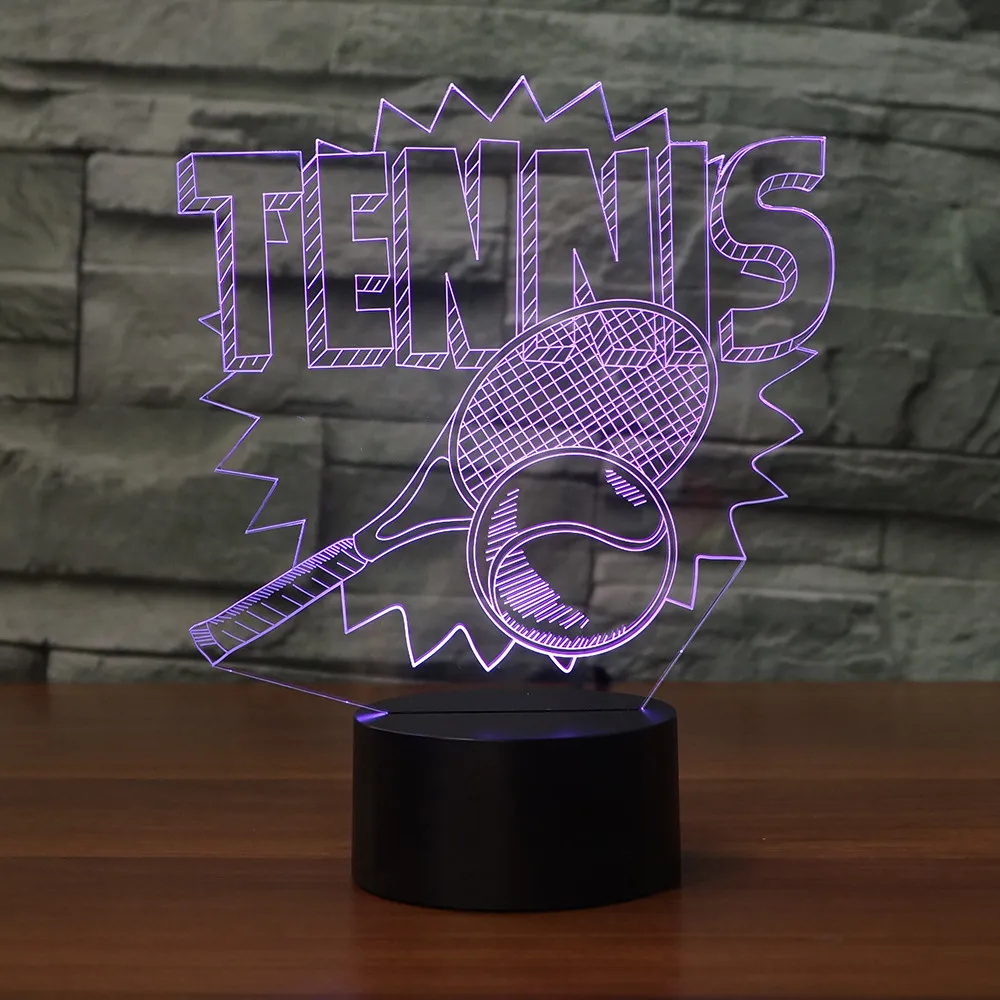 Акриловые 3D ночник Иллюзия атмосфера LED USB настольная лампа спортивный теннис