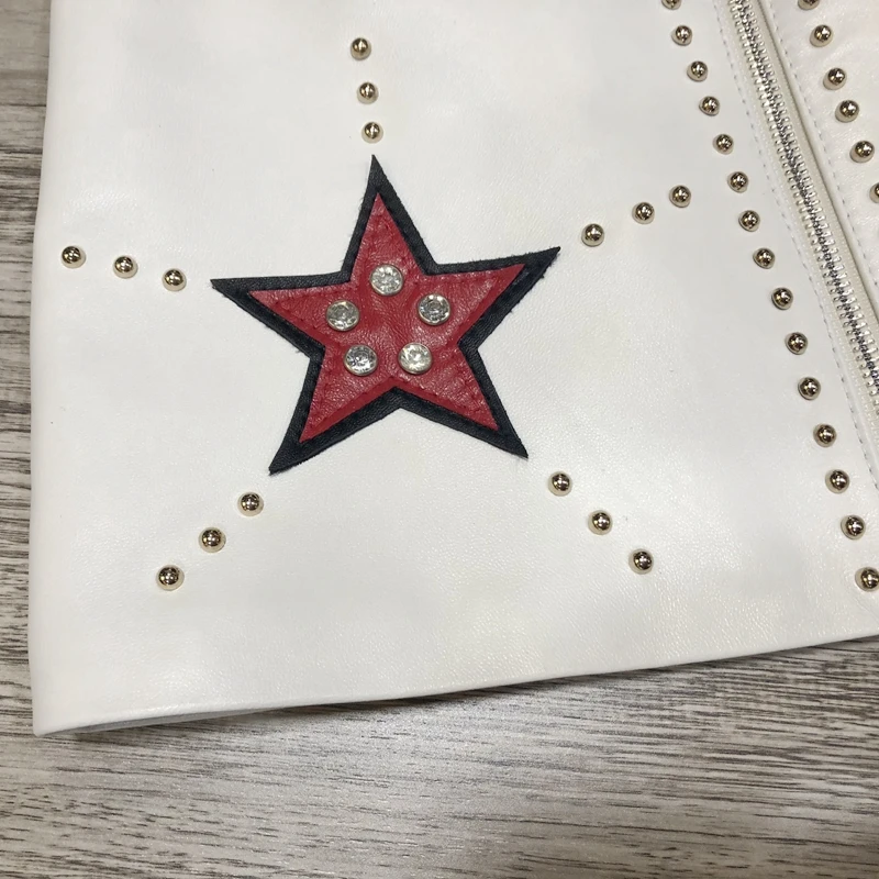 Короткая юбка из овчины, натуральная кожа, модная, с заклепками, пятиконечная звезда, женский короткий дизайн, настоящая тонкая юбка