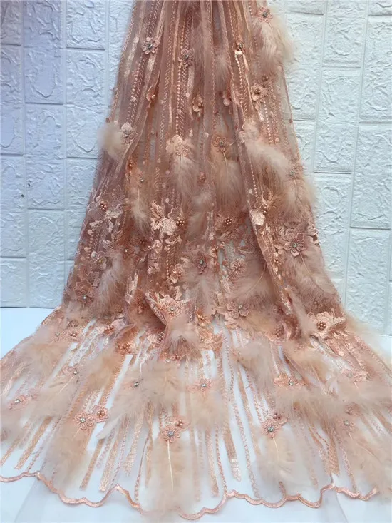 Новейшее французское Сетчатое кружево с перьями высококачественное вышитое