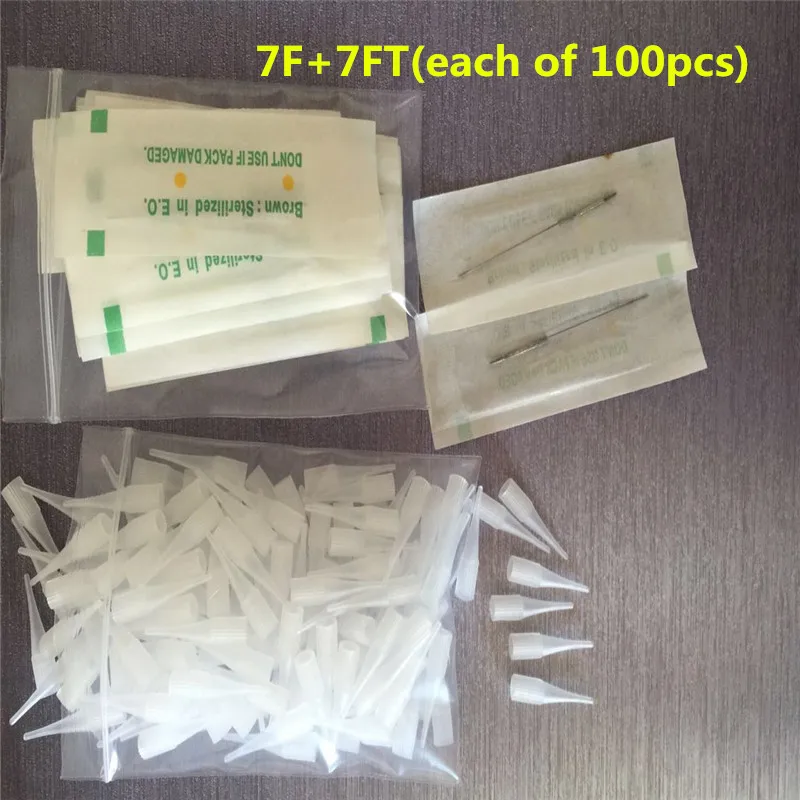 Одноразовые перманентные иглы для бровей колпачки макияжа 100 шт. 7F игл и 7FT